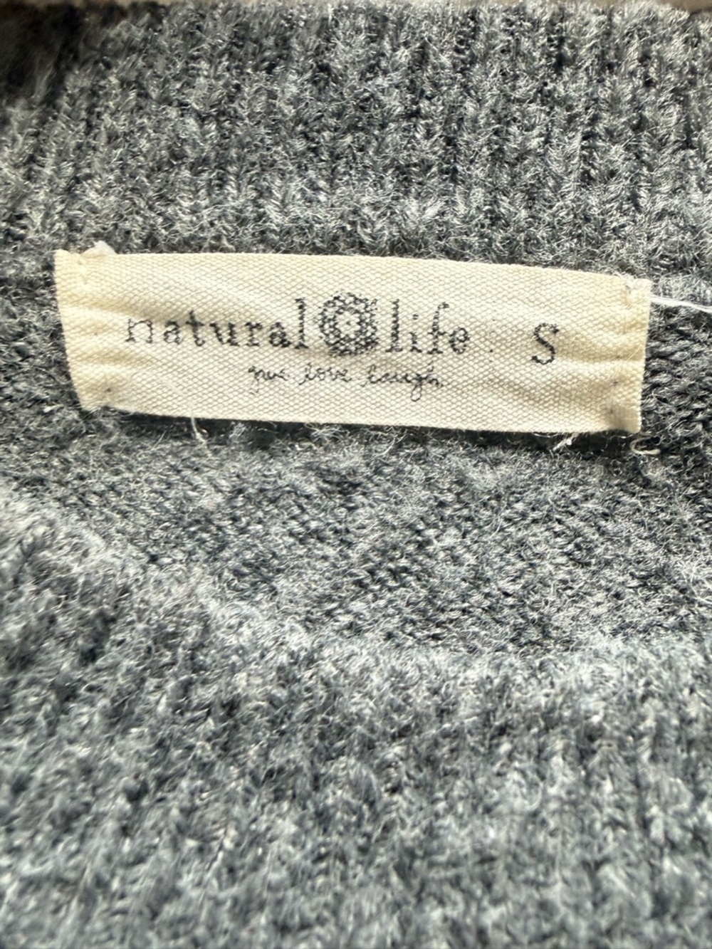 NATURAL LIFE Gray Crewneck Sweater with Daisy S - Picture 2 of 3